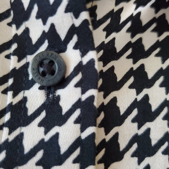 Lauren Ralph Lauren Non Iron Button Up Shirt Black/Ivory Houndstooth Size XL - Picture 8 of 15